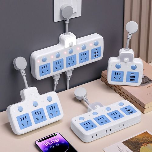 纯铜短线转换器插座多功能多孔家用带夜灯USB一转多位大功率排插