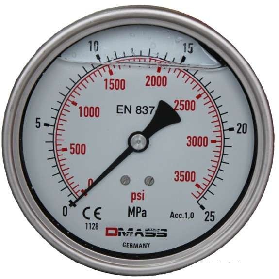 DMASS德玛仕EN837-1德国压力表MBB10U-250-1-ZZZ 100盘 轴向25MPA