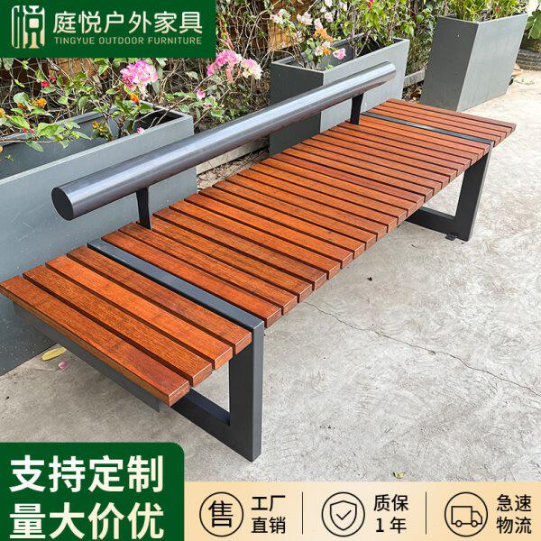 公园椅户外长椅实木椅子铁艺防腐木塑木椅不锈钢靠背椅庭院长凳子