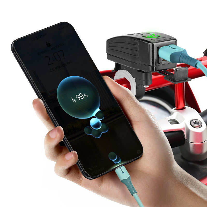 摩托车手机充电器快充12V电瓶通用PD快充防水改装USB车载转换器头