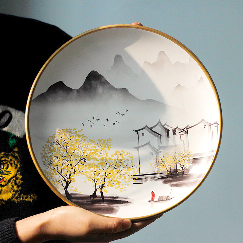 中式装饰盘子摆件陶瓷挂盘墙饰摆盘瓷盘客厅圆盘创意赏盘工艺坐盘,家居饰品,装饰坐盘/挂盘,淘宝优惠券,粉丝福利购,淘宝优惠卷