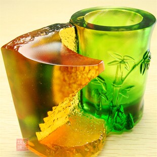 琉璃笔筒摆件小礼品毕业礼物送老师导师纪念品竹子工艺品员工奖杯