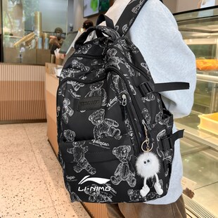 2024新款李宁书包初中生女生大容量电脑背包男生高中生