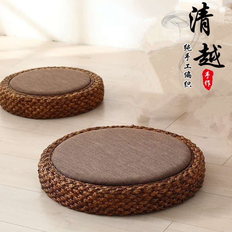 日式蒲团坐垫禅修垫榻榻米打坐拜佛禅垫藤编茶道坐垫加厚地板跪垫