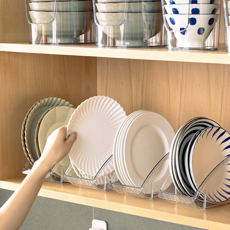 透明碗碟收纳架厨房菜盘子v收纳盒橱柜内置餐具碗盘架小型沥碗