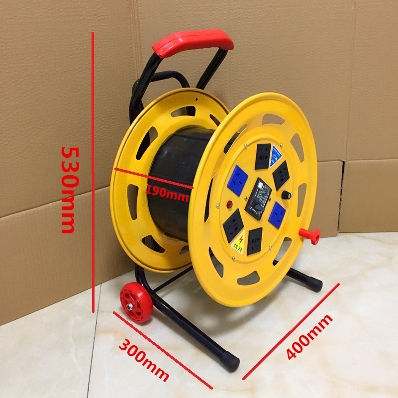 220V100米拖线盘电缆接线盘z电源延长线轴绕线卷线盘收线器大功率