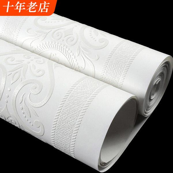 白色仿硅藻泥墙纸竖条纹欧式卧室客厅海吉布墙布无纺布壁纸非自粘