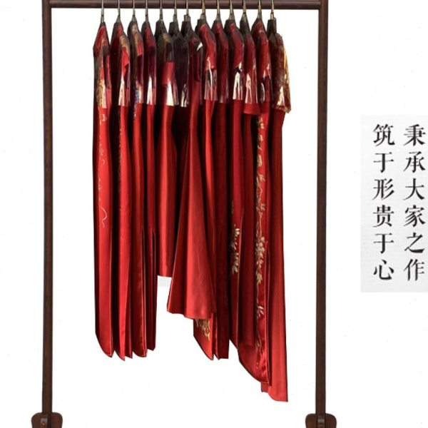 仿古新中式衣帽架酒店民宿落地架服装店展示架靠墙陈列架中岛组合