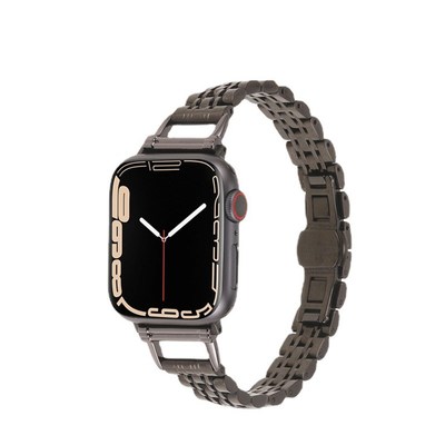 适用applewatch8苹果手表新款方扣不锈钢细七珠钢带表带iwatch6/5