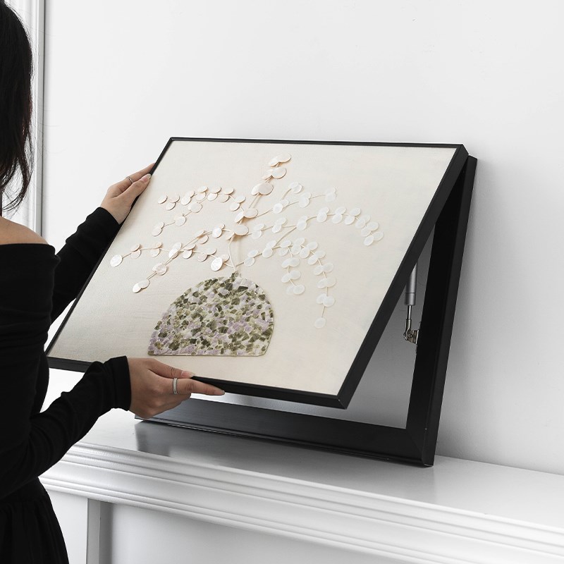 2025新款电表箱挂画法式贝壳拉杆装饰画高档弱电闸开关盒遮挡壁饰