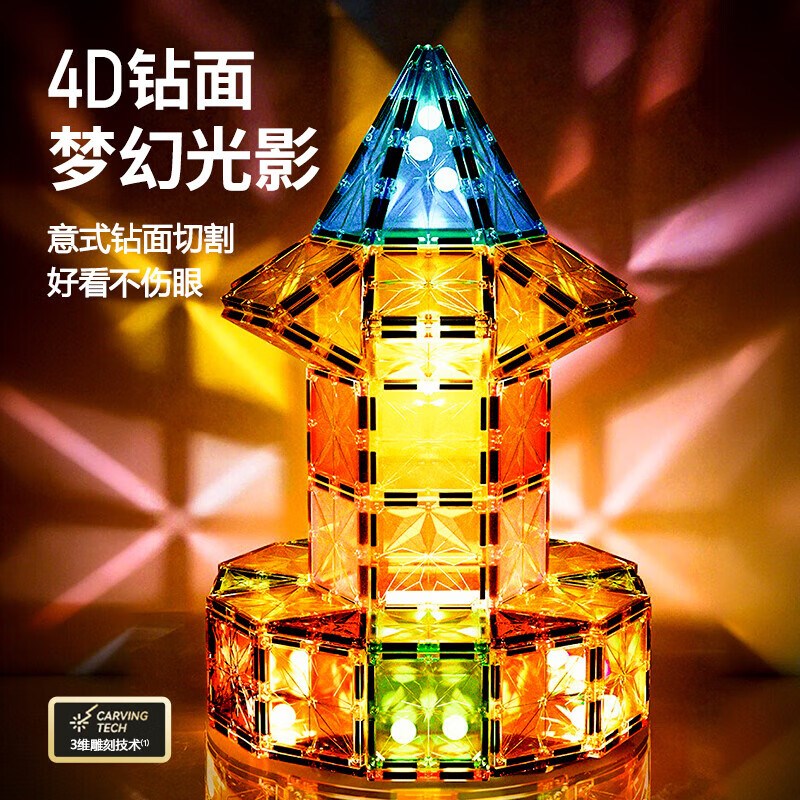 儿童磁力片彩窗磁吸积木棒宝宝益智玩具拼图钻面强磁六一生日礼物