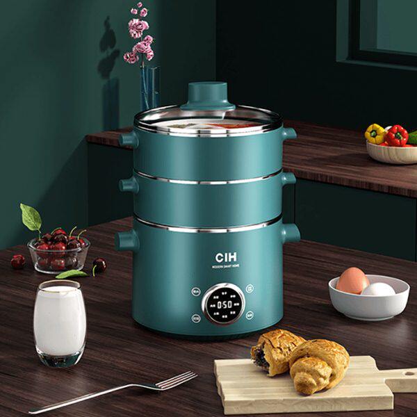 CIH 复古多功能电蒸锅神器家用三层小型蒸菜馒头包子蒸笼预约电锅