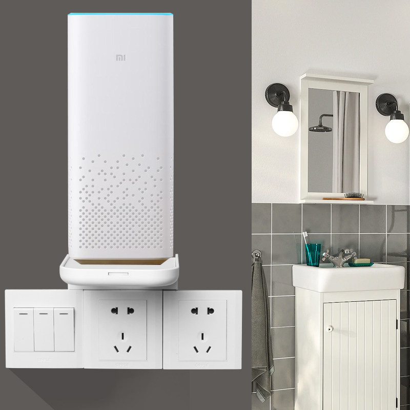 免打孔小米小爱同学智能音响支架小度音箱托架排插壁挂插座手机架