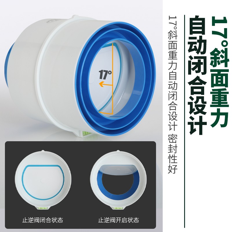 卫生间止逆阀75/110pvc管道厕所换气扇浴霸通风口烟管单向止回阀