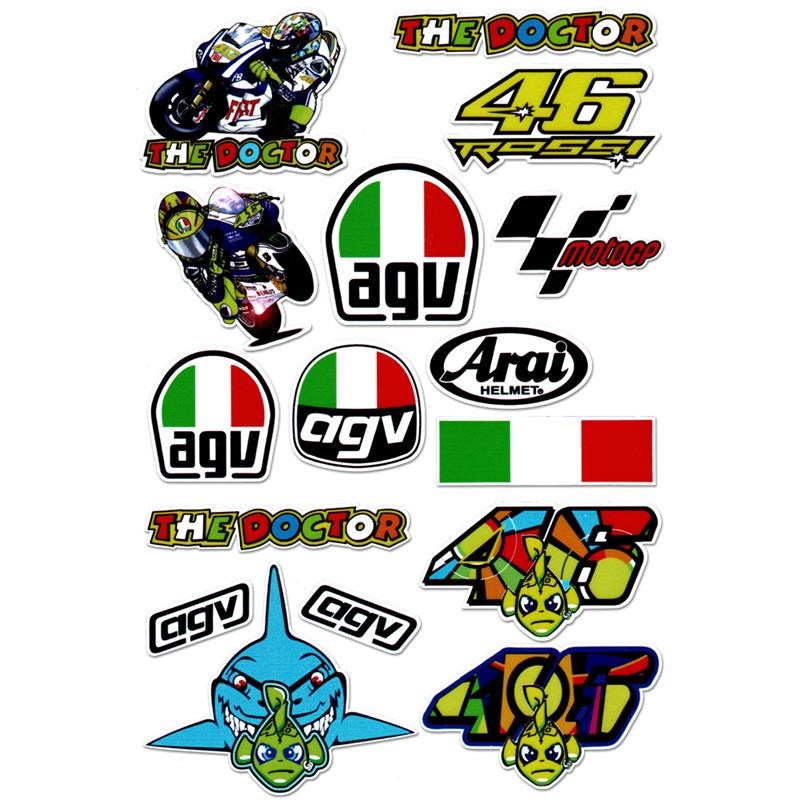 适用AGV Rossi罗西头盔贴纸46号摩托车贴纸防水反光贴花改装赛车