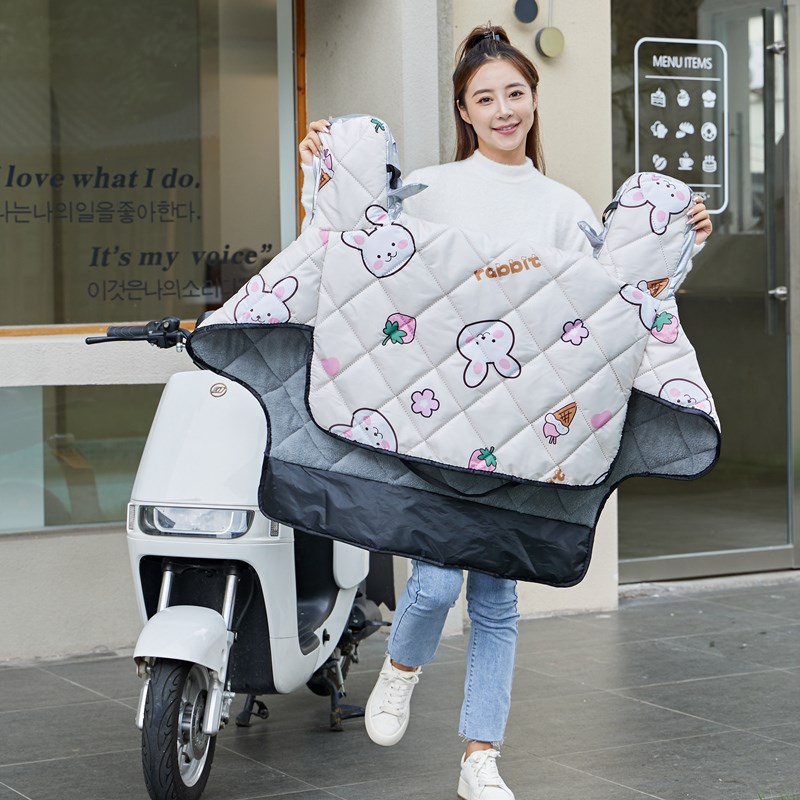 电动车挡风被冬季加绒加厚防水摩托电瓶车挡风防雨罩防风护腿冬款