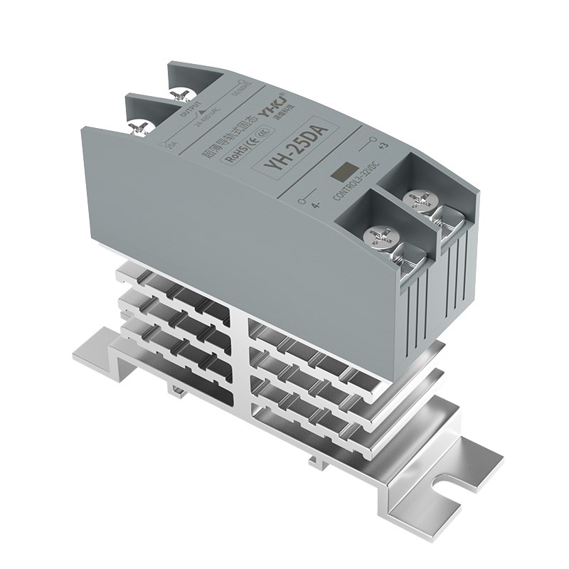 散热器一体式导轨单相220V固态继电器DC24V直流控交流SSR25 40DA