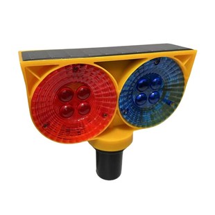 太阳能双面护栏路障爆闪灯夜间闪烁LED猫眼灯道路施工路锥警示灯