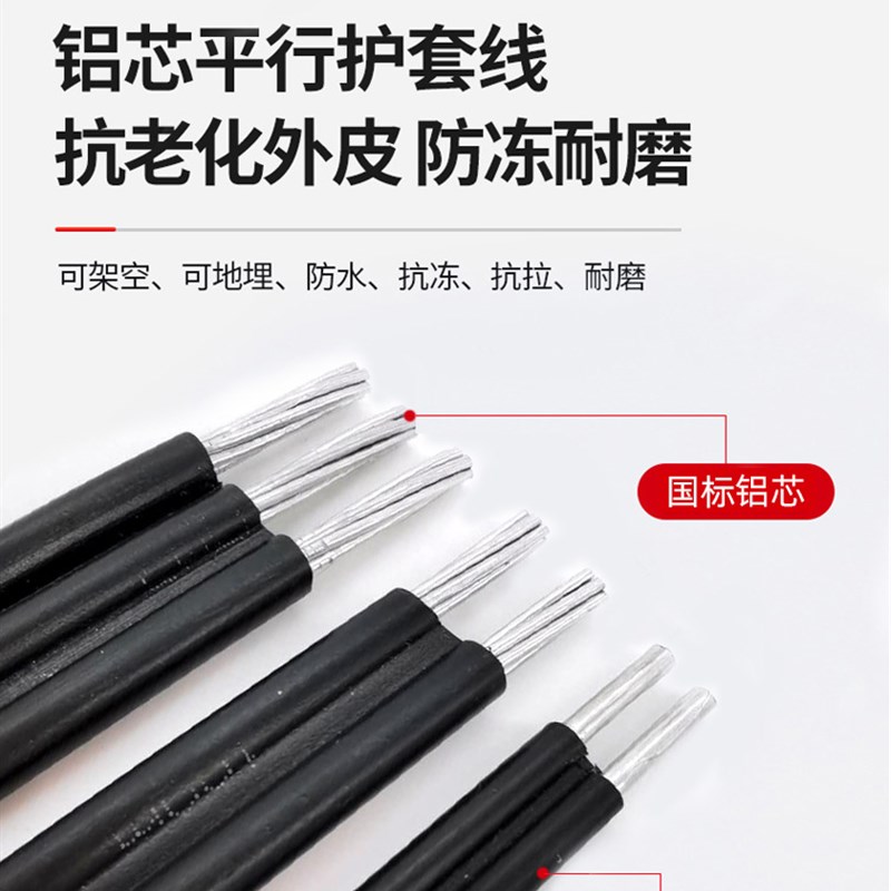 户外线国标铝2芯4 6 10 16 25平方3芯电缆铝线家用架空防老化电线
