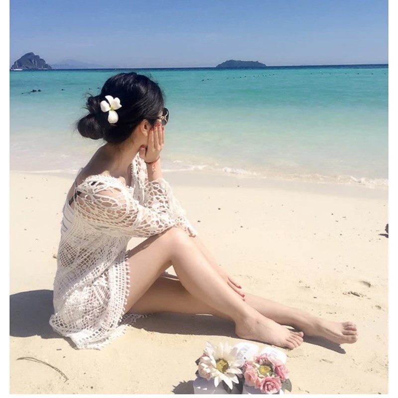 海边度假沙滩裙比基尼罩衫镂空泳衣外套罩衫大露背透视沙滩防晒衣
