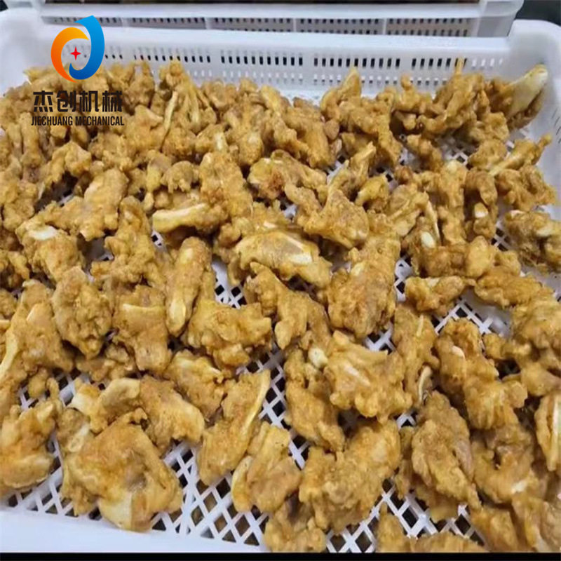 杰创4000型猪脆骨油炸生产线 肉制品油炸机 排骨肋排油炸设备