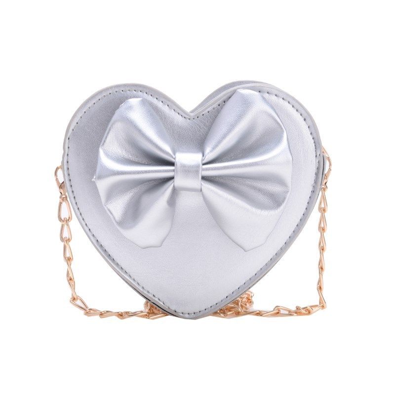 韩版女童单肩包甜美爱心洋气蝴蝶结小孩斜挎包新款时尚链条儿童包