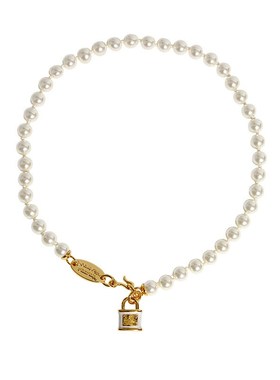 欧美朋克链条款珍珠项链珐琅西太后小锁吊坠女薇薇安锁骨跨境