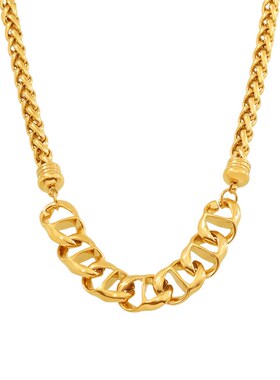 谜丽 猪鼻子链条项链欧美个性潮流嘻哈不锈钢电镀18K真金保色饰品