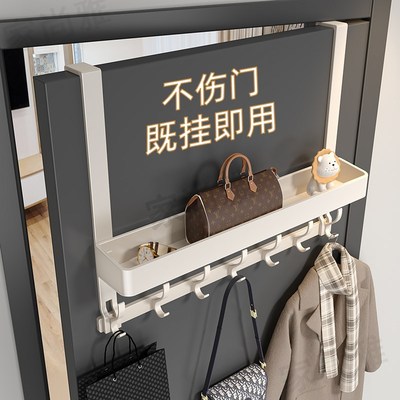 门后40CM高双层挂衣钩免打孔卧室门上挂钩门背式衣帽架门后置物架