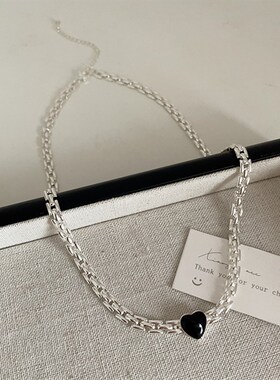 滴油爱心链条金属项链女小众设计复古个性简约百搭气质颈链锁骨链