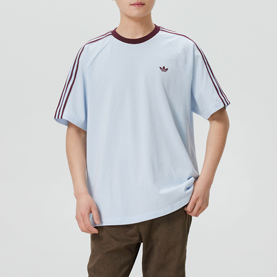 Adidas男纯棉透气三条纹T恤