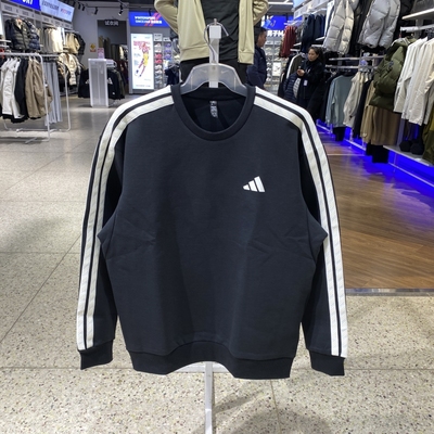 阿迪达斯三条纹圆领男卫衣套头衫