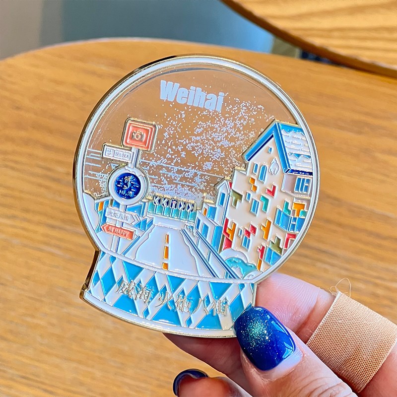 威海火炬八街高颜值冰箱贴伴雪降临旅游景区纪念品收藏装饰磁吸贴