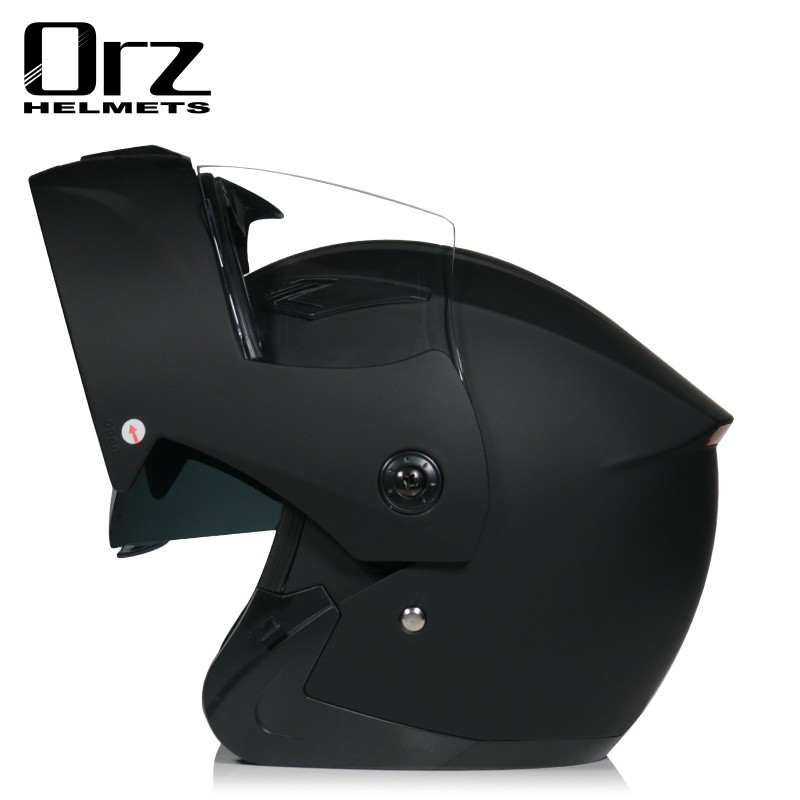ORZ摩托车头盔男女全盔双镜片情侣蓝牙机车尾翼白色揭面赛车辫子