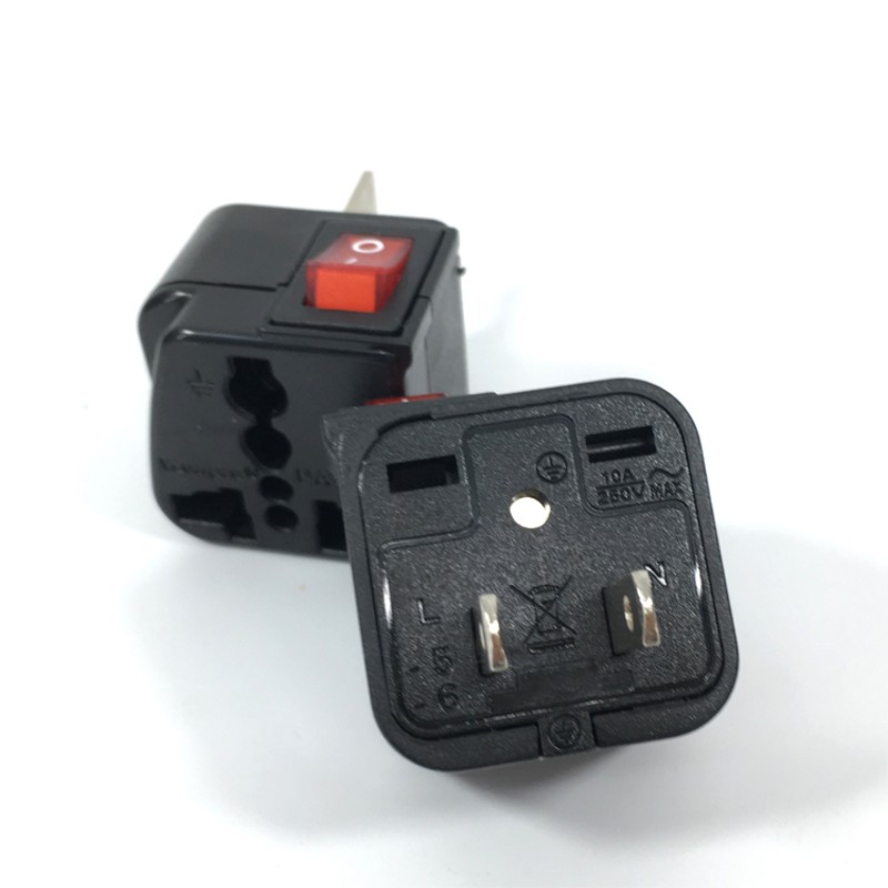 稳不落转换插头WSA-16两脚三脚转万能孔插座带开关英标三圆转换器