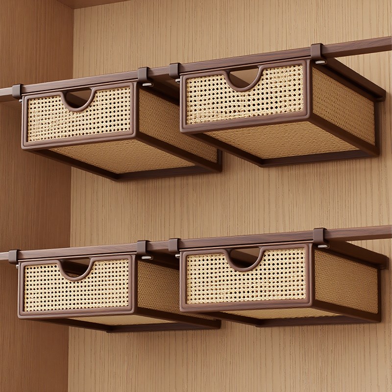 衣柜置物架抽拉式衣服整理架悬挂内衣收纳盒免打孔整体橱柜下挂置