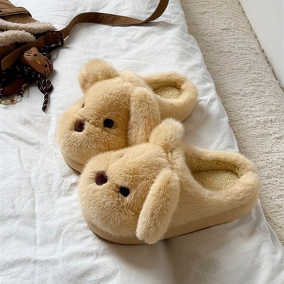 可爱小狗棉拖鞋女款2025新款秋冬季居家室内加绒保暖情侣毛毛拖鞋