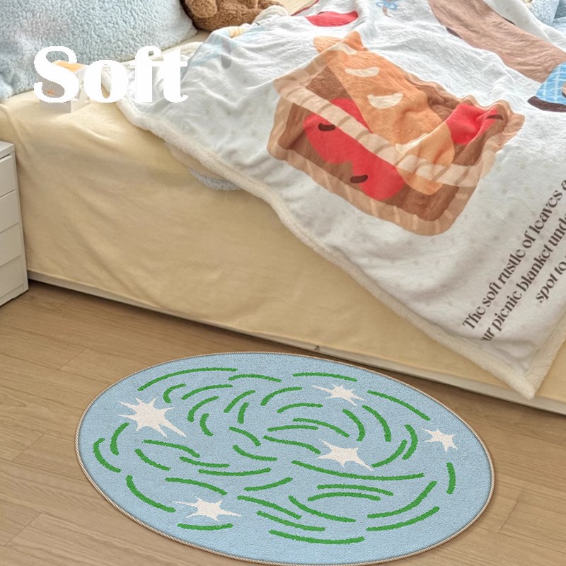 椭圆文艺小地毯沙发茶几地垫家用衣帽间镜前防滑卧室装饰床边毯