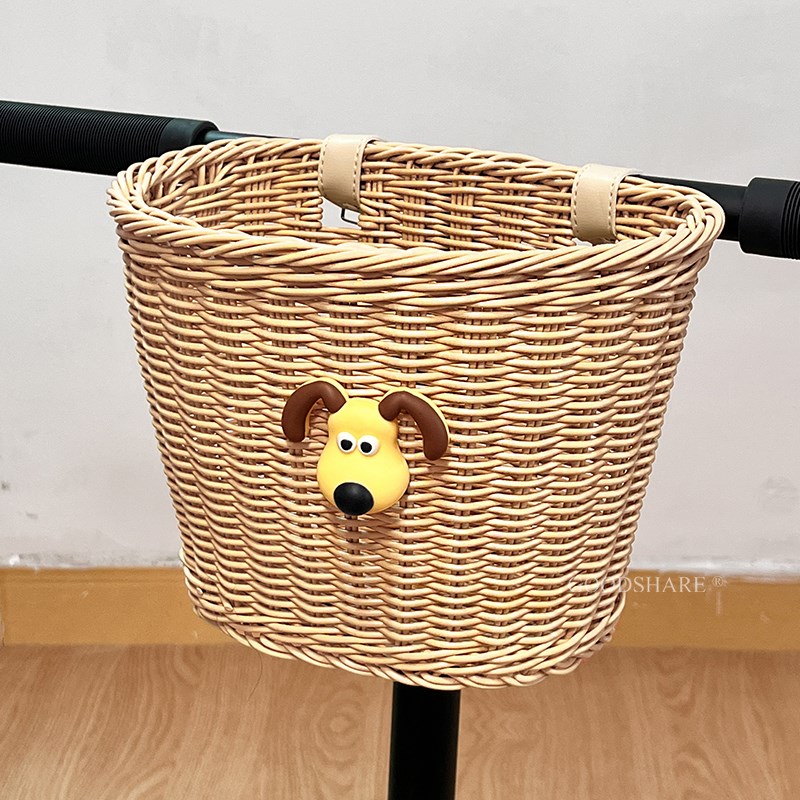 电动车前置挂篮多功能收纳筐可爱卡通卡皮巴拉单车滑板车复古车篮