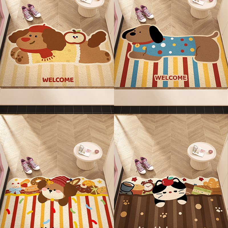 多巴胺小狗地垫入户门垫丝圈防滑耐脏脚垫进门玄关门口地毯可裁剪