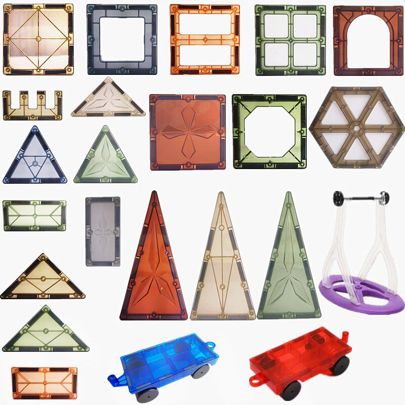 大自然色彩窗磁力片散片强磁正方形补充装三角形摩天轮小车积木