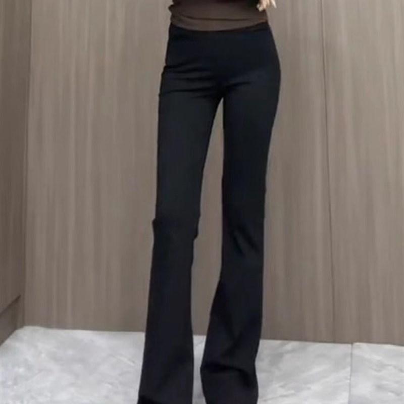 黑色裤子女2025新款夏季垂感高腰微喇裤女休闲西裤弹力显瘦喇叭裤