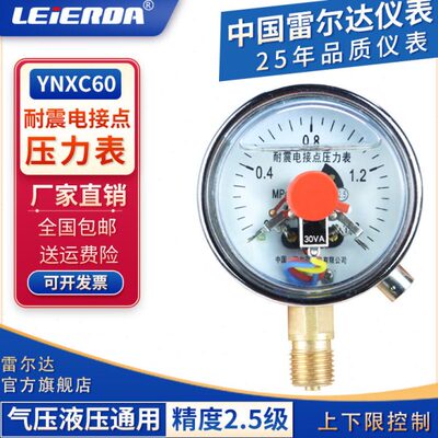 雷尔达 耐震电接点压力表YNXC60压力控制开关上下限控制气压水压