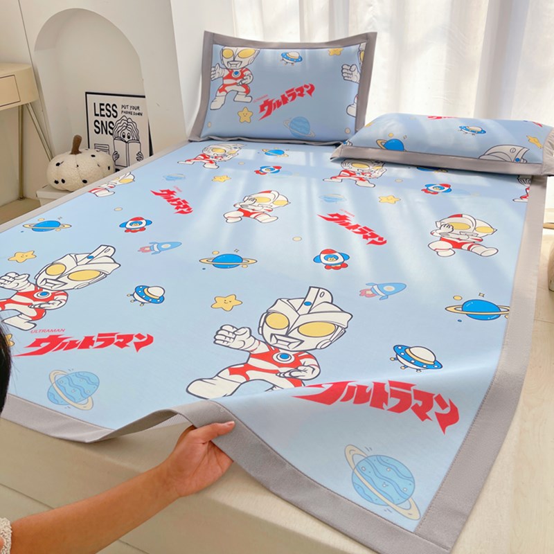 夏季冰丝席小熊维尼卡通凉席三件套水洗软席儿童单双人凉感空调席