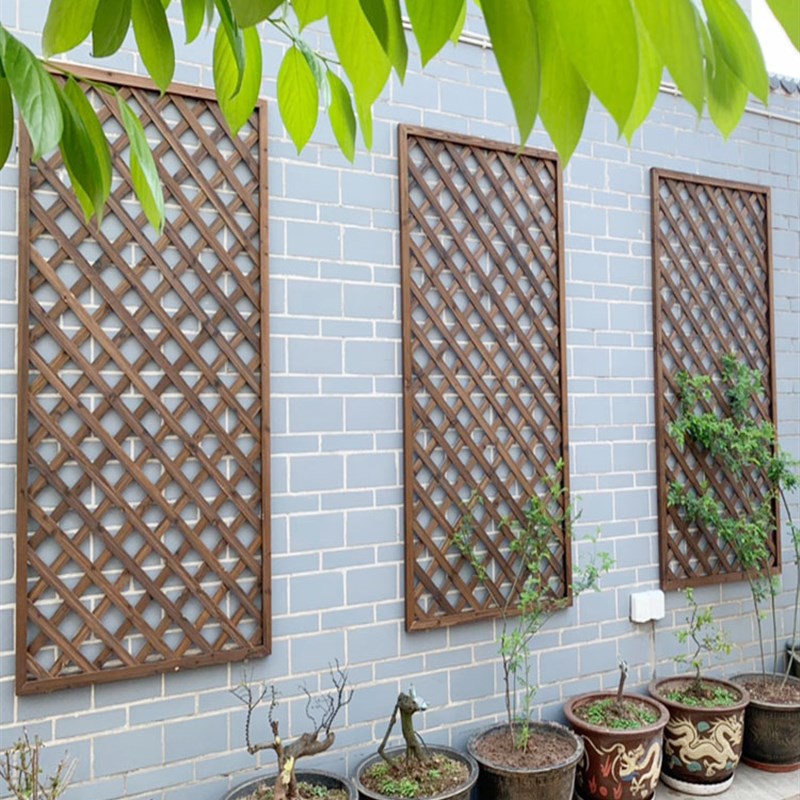 防腐木栅栏围栏户外庭院阳台壁挂隔断护栏围墙面装饰网格爬藤花架