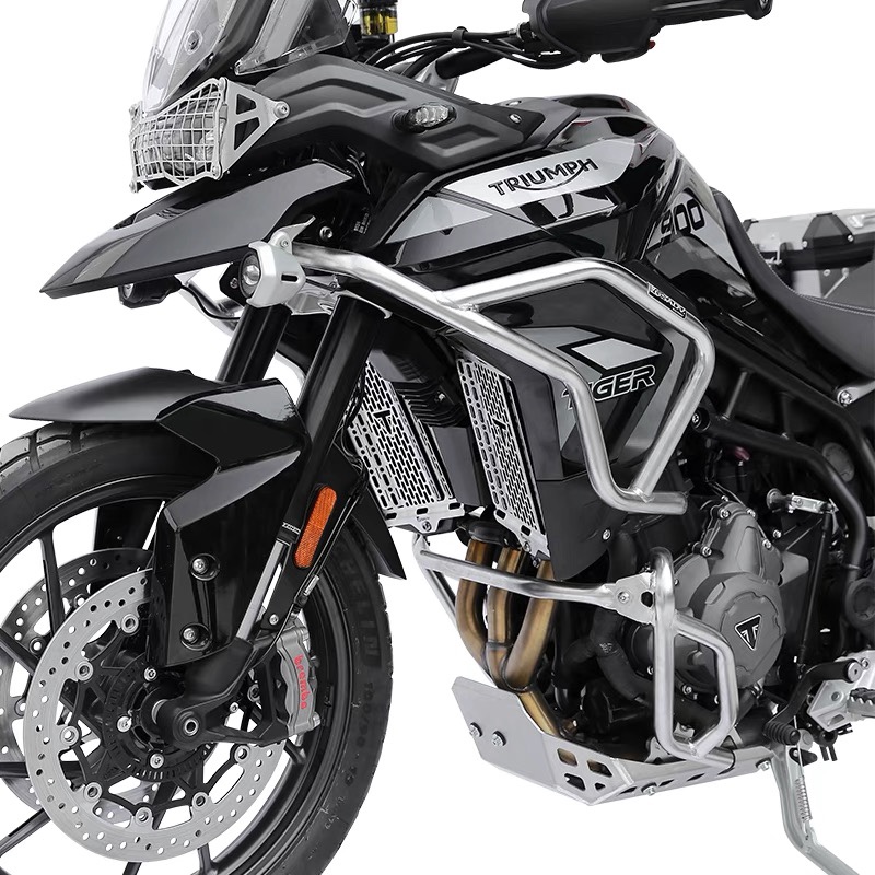 适用凯旋老虎850Tiger900gt改装保险杠上下护杠 发动机防摔护架