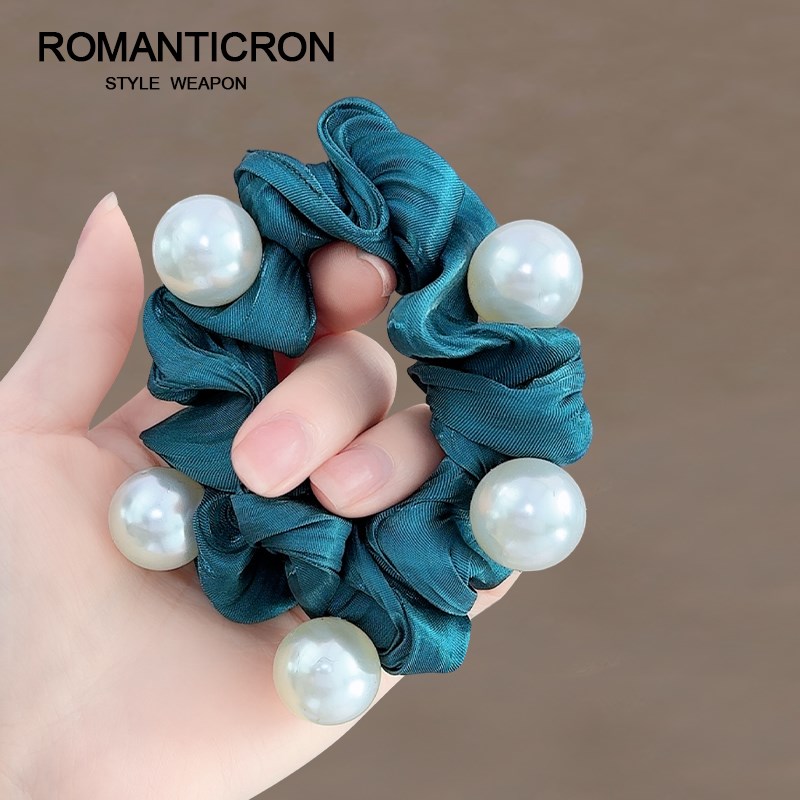 珍珠大肠发圈韩系丸子头扎头发白色头花女202P4新款春天高端盘发