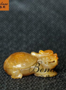 班德拉斯玛瑙石雕刻龙龟小摆件手把件男士把玩件创意礼物玉石把件