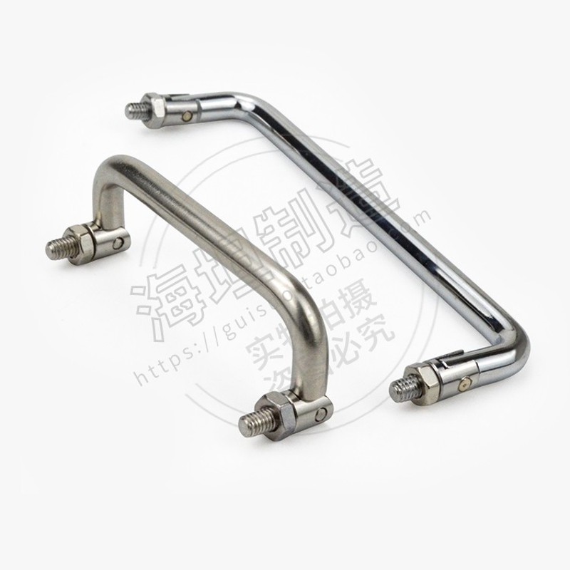 LS50c8不锈钢加高电柜门小拉手铁皮柜折叠把手折叠碳钢把手孔距60