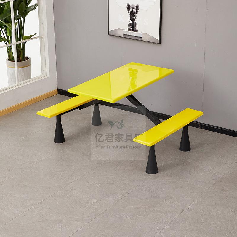 简约食堂餐桌椅组合4人位时尚纯色餐厅快餐店餐桌椅长条凳加固版